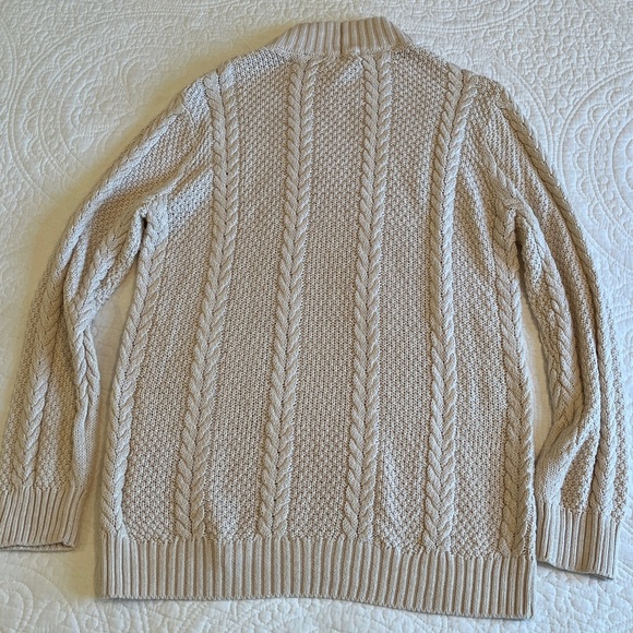 Jeanne Pierre Cotton Cable Sweater Women’s Large  Natural Lightweight Fisherman - Picture 15 of 17